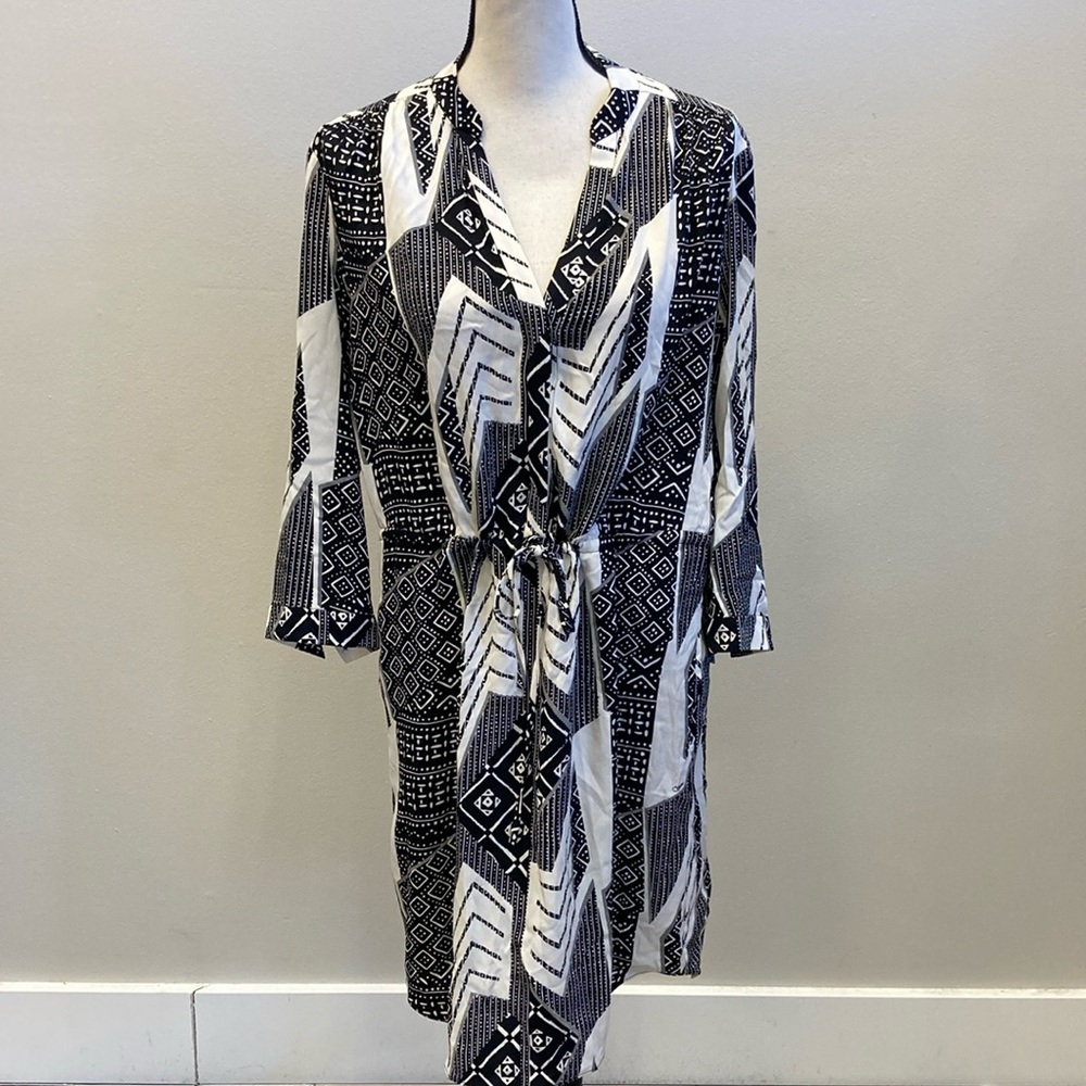 Black and White Patterned Women's Dress